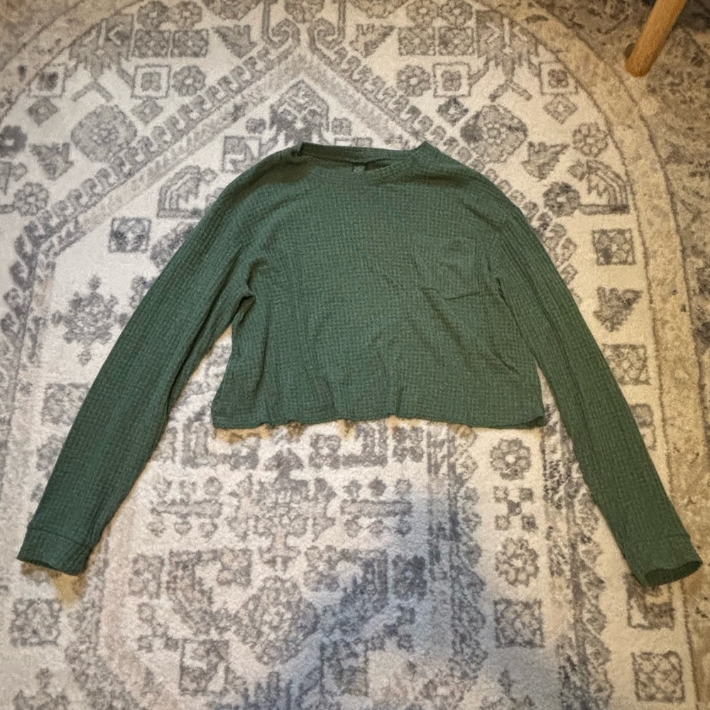 Wild Fable Forest Green Waffle Knit Long Sleeve